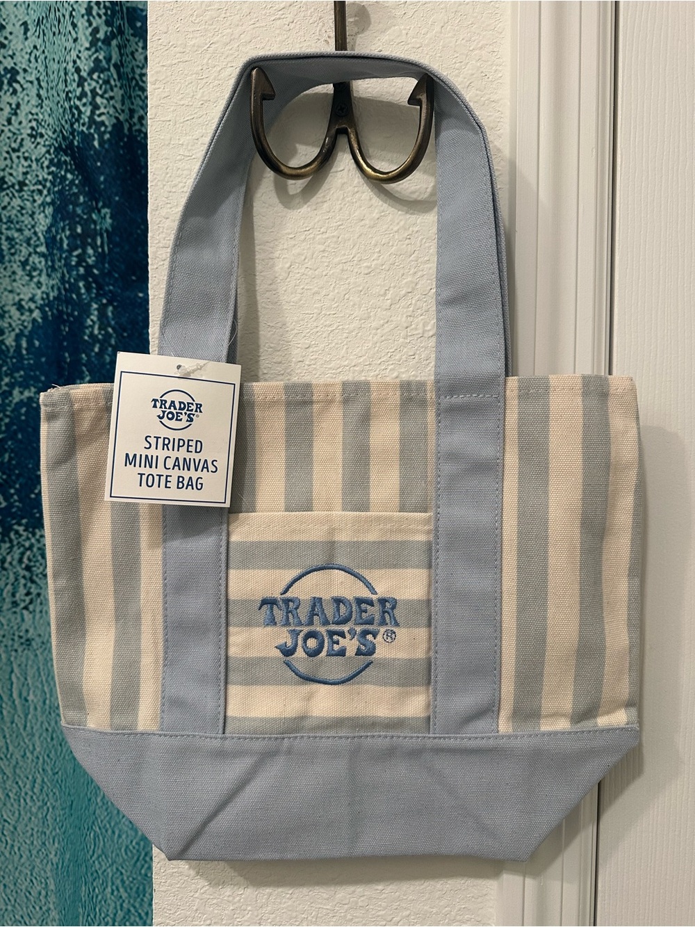 Limited Blue and Cream Striped Canvas Tote Bag